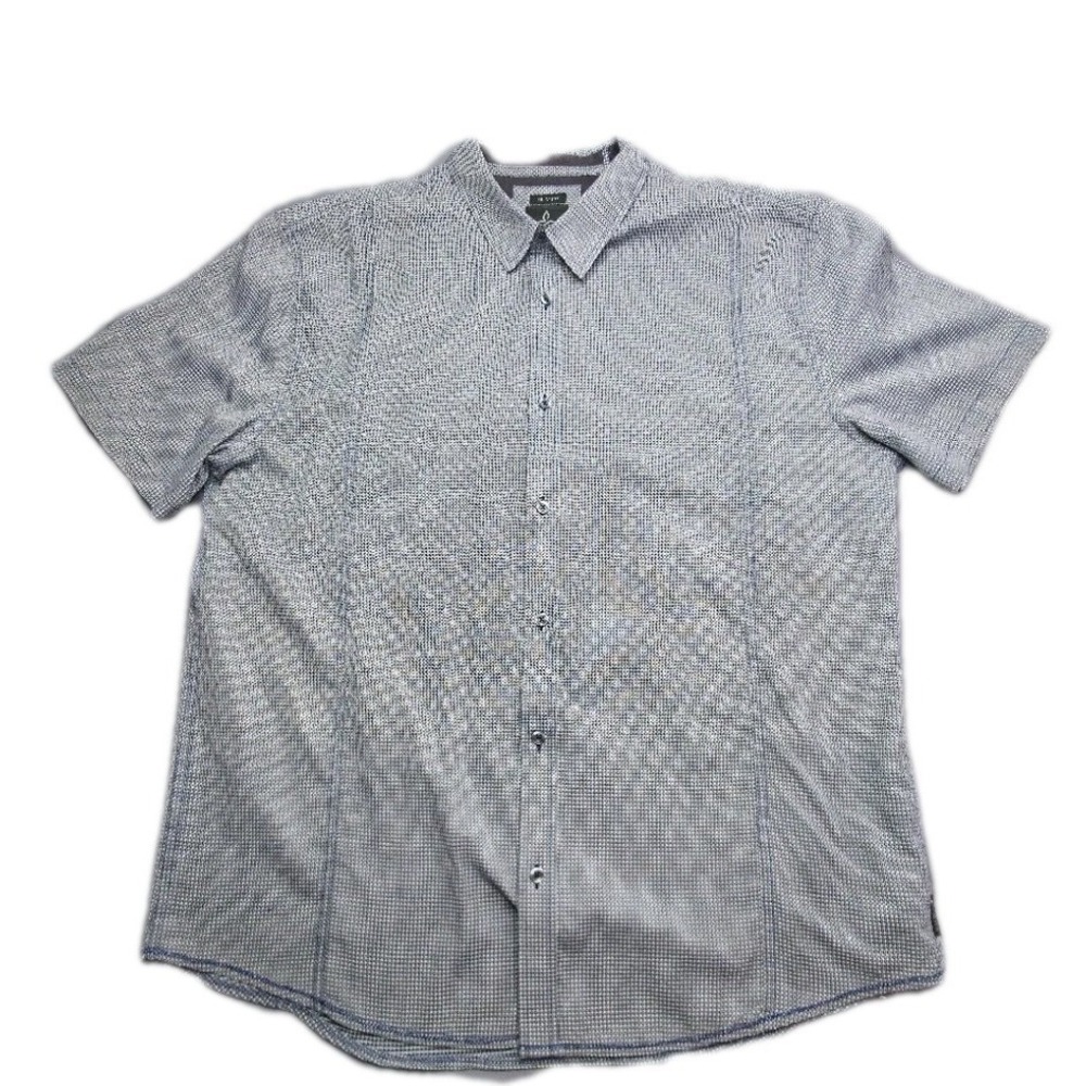 PrAna Shirt Mens XXL Tall Gray Short Sleeve Button Up Ripstop Grid M111700313